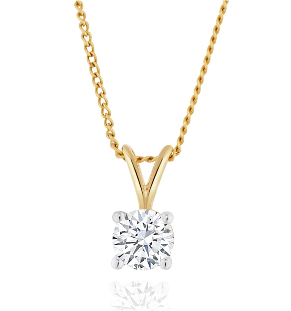 Lab Diamond Solitaire Pendant Necklace 0.33ct H/Si in 9K Gold - image 1