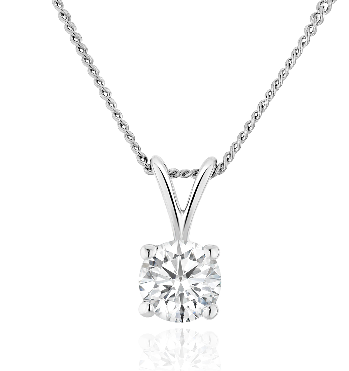 Lab Diamond Solitaire Pendant Necklace 0.33ct H/Si in 9K White Gold