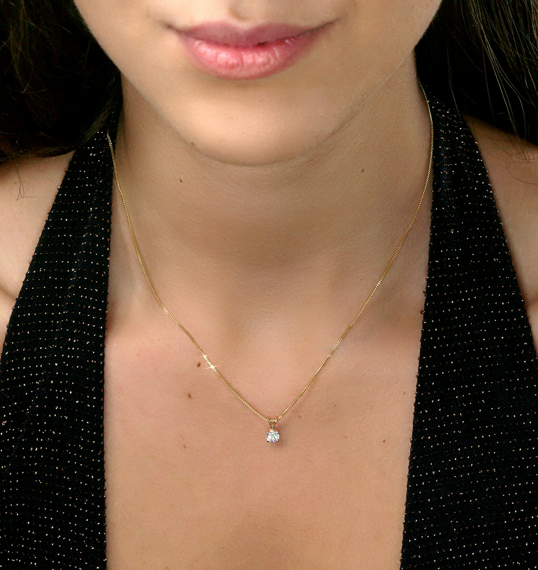 Lab Diamond Solitaire Pendant Necklace 0.33ct H/Si in 9K Gold Item