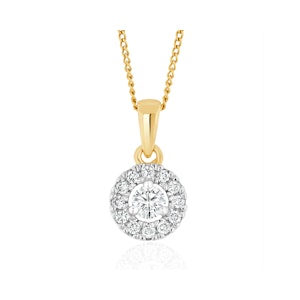 Lab Diamond Halo Pendant Necklace 0.25ct H/Si in 9K Gold