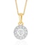 Lab Diamond Halo Pendant Necklace 0.25ct H/Si in 9K Gold - image 1