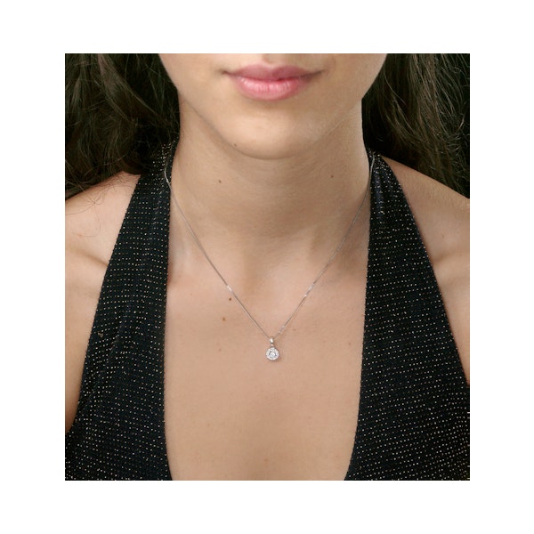 Lab Diamond Halo Pendant Necklace 0.25ct H/Si in 9K White Gold - Image 2