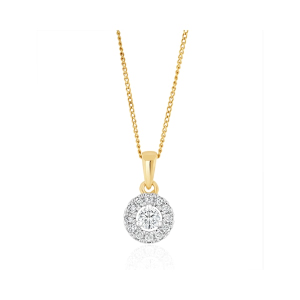 Lab Diamond Halo Pendant Necklace 0.25ct H/Si in 9K Gold - Image 4