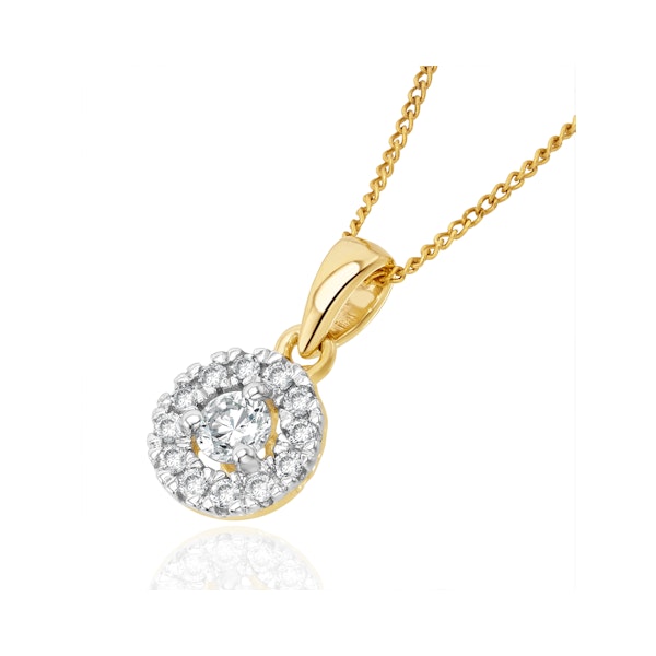 Lab Diamond Halo Pendant Necklace 0.25ct H/Si in 9K Gold - Image 3