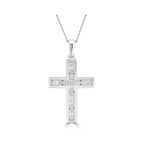 Lab Diamond Cross Necklace Channel Set 0.25ct H/Si in 9K White Gold