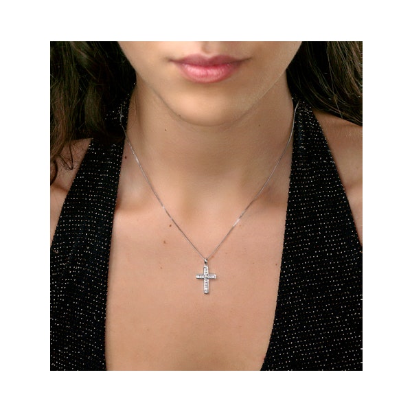 Lab Diamond Cross Necklace Channel Set 0.25ct H/Si in 9K White Gold - Image 2