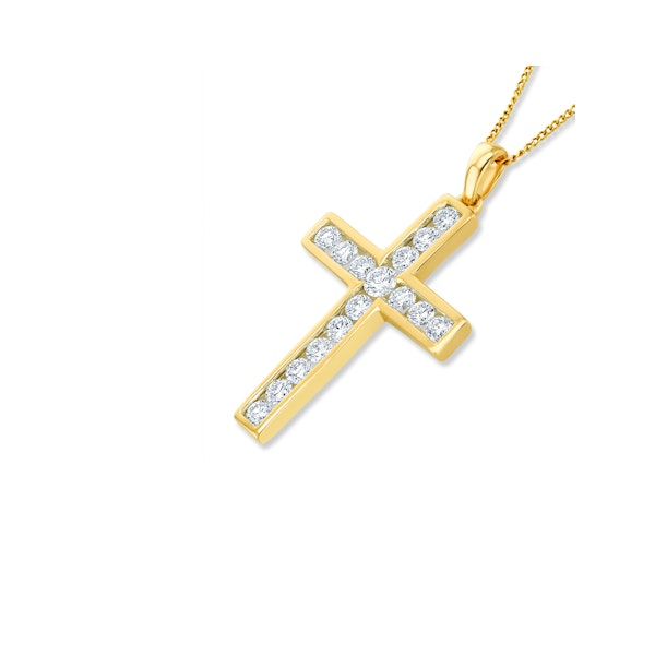 Lab Diamond Cross Pendant Necklace Channel Set 0.25ct H/Si in 9K Gold - Image 3