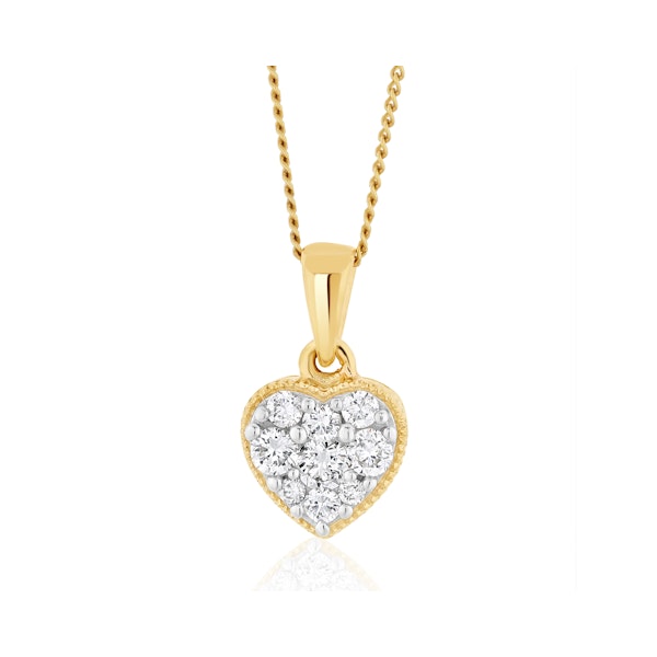 Lab Diamond Heart Pendant Necklace 0.25ct H/Si in 9K Gold - Image 1