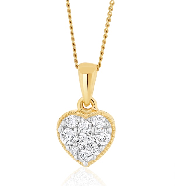 Lab Diamond Heart Pendant Necklace 0.25ct H/Si in 9K Gold - image 1