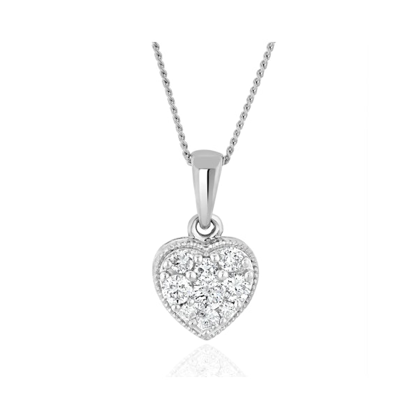 Lab Diamond Heart Pendant Necklace 0.25ct H/Si in 9K White Gold - Image 1