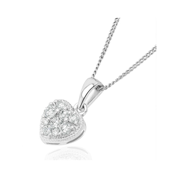 Lab Diamond Heart Pendant Necklace 0.25ct H/Si in 9K White Gold - Image 3