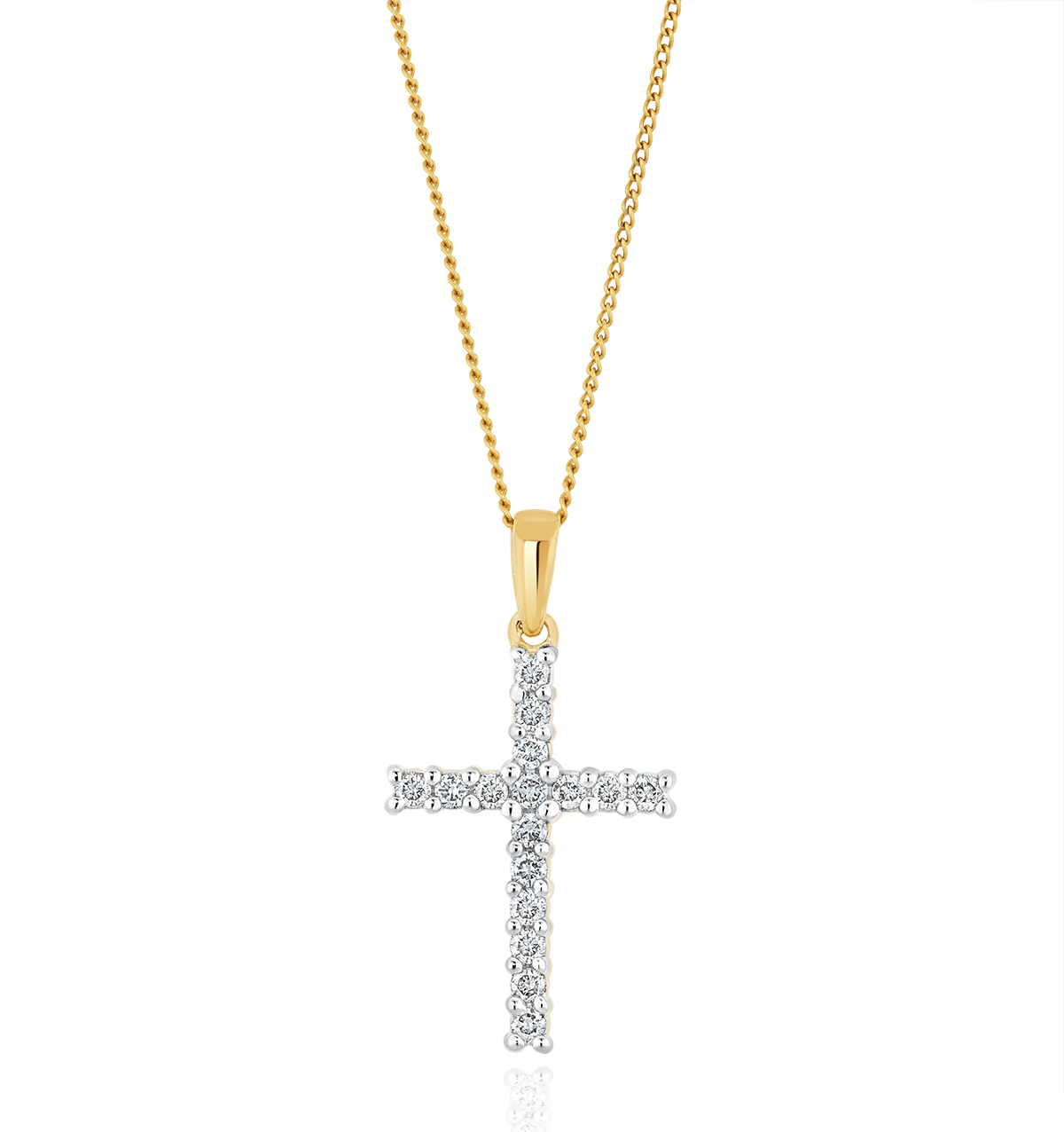 Lab Diamond Cross Pendant Necklace Claw Set 0.25ct H/Si in 9K Gold