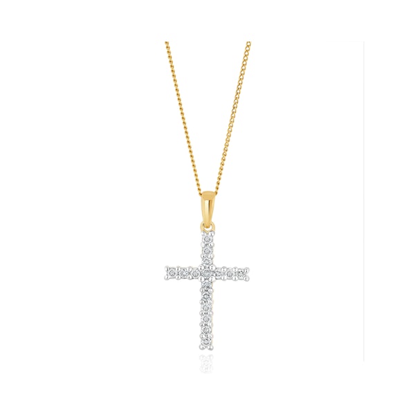 Lab Diamond Cross Pendant Necklace Claw Set 0.25ct H/Si in 9K Gold - Image 4