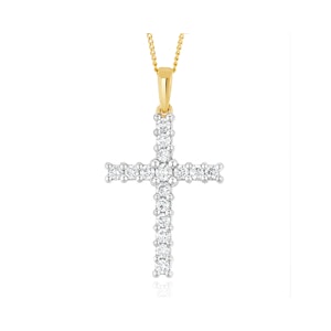 Lab Diamond Cross Pendant Necklace Claw Set 0.50ct H/Si in 9K Gold