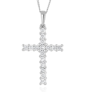 Lab Diamond Cross Pendant Necklace Claw Set 0.50ct H/Si 9K White Gold