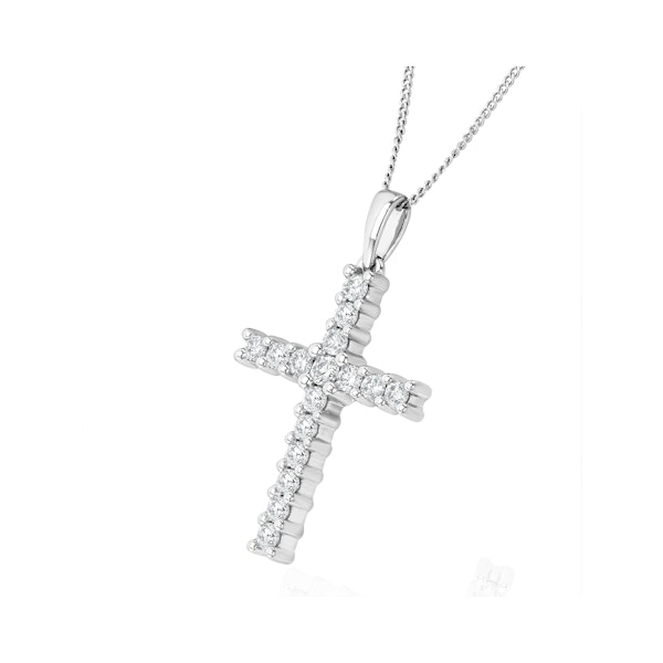 Lab Diamond Cross Pendant Necklace Claw Set 0.50ct H/Si 9K White Gold - Image 3