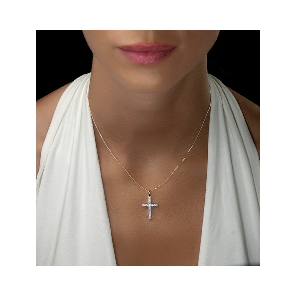 Lab Diamond Cross Pendant Necklace Claw Set 0.50ct H/Si in 9K Gold - Image 2