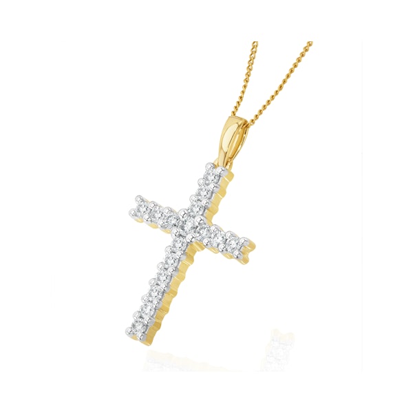 Lab Diamond Cross Pendant Necklace Claw Set 0.50ct H/Si in 9K Gold - Image 3