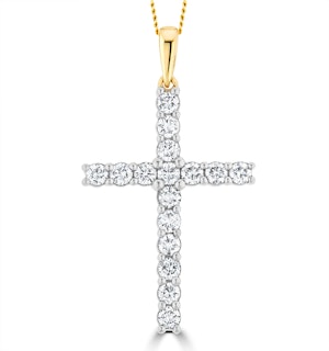 1ct Lab Diamond Cross Claw Set Necklace Pendant H/Si in 9K Gold
