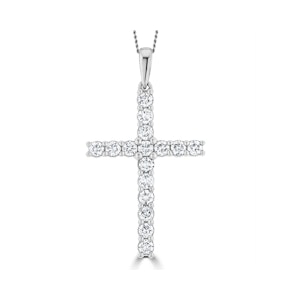 1.00ct Lab Diamond Cross Necklace Claw Set H/Si in 9K White Gold