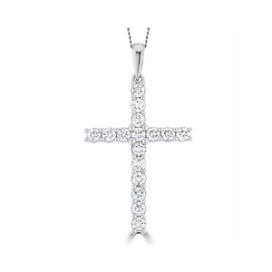 1.00ct Lab Diamond Cross Necklace Claw Set H/Si in 9K White Gold
