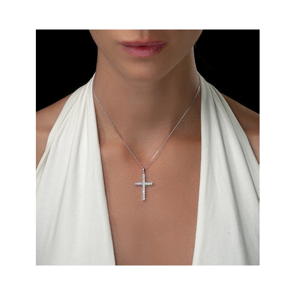 1.00ct Lab Diamond Cross Necklace Claw Set H/Si in 9K White Gold - Image 2