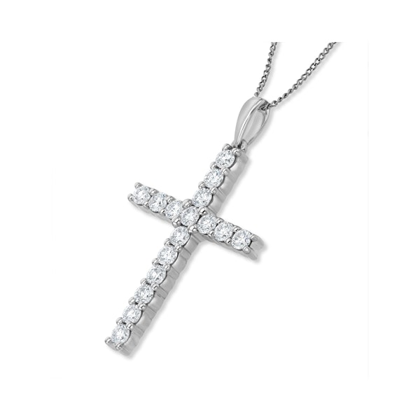 1.00ct Lab Diamond Cross Necklace Claw Set H/Si in 9K White Gold - Image 3