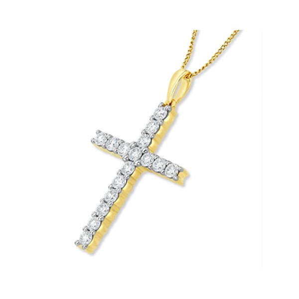 1ct Lab Diamond Cross Claw Set Necklace Pendant H/Si in 9K Gold - Image 3