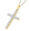 1ct Lab Diamond Cross Claw Set Necklace Pendant H/Si in 9K Gold - image 3