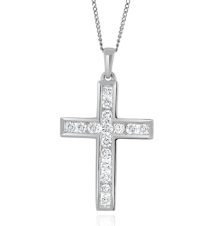 Lab Diamond Cross Channel Set Necklace 0.50ct H/Si in 9K White Gold
