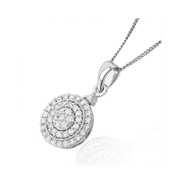 Triple Halo Lab Diamond Pendant Necklace 0.50ct H/Si in 9K White Gold - Image 3