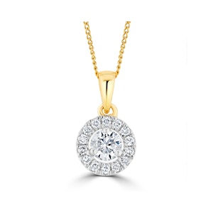 Lab Diamond Halo Necklace Pendant 0.50ct H/Si Set in 9K Gold