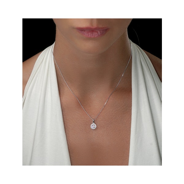 Lab Diamond Halo Necklace Pendant 0.50ct H/Si Set in 9K White Gold - Image 2