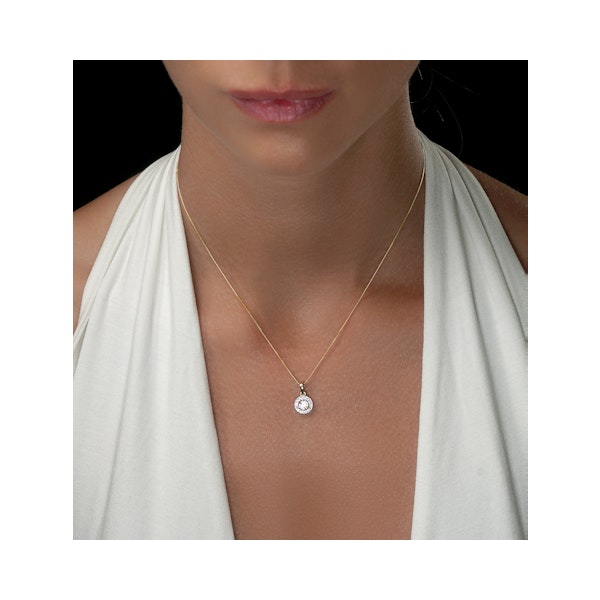 Lab Diamond Halo Necklace Pendant 0.50ct H/Si Set in 9K Gold - Image 2