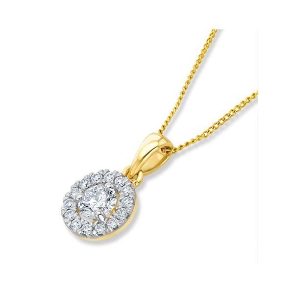 Lab Diamond Halo Necklace Pendant 0.50ct H/Si Set in 9K Gold - Image 3