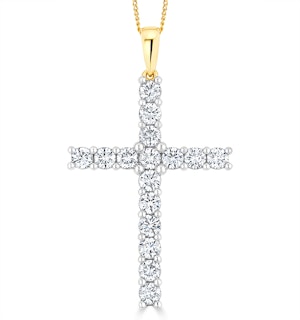 2ct Lab Diamond Cross Claw Set Necklace Pendant H/Si in 9K Gold