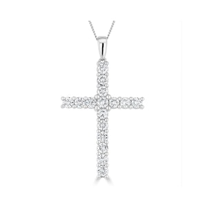 2ct Lab Diamond Cross Claw Set Necklace Pendant H/Si in 9K White Gold