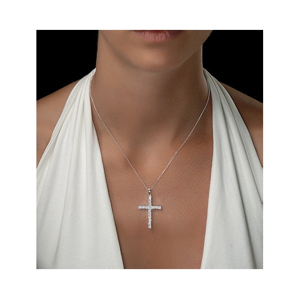 2ct Lab Diamond Cross Claw Set Necklace Pendant H/Si in 9K White Gold - Image 2