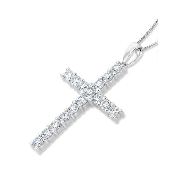 2ct Lab Diamond Cross Claw Set Necklace Pendant H/Si in 9K White Gold - Image 3