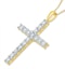 2ct Lab Diamond Cross Claw Set Necklace Pendant H/Si in 9K Gold - image 3