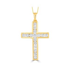 1ct Lab Diamond Cross Necklace Pendant H/Si Channel Set in 9K Gold