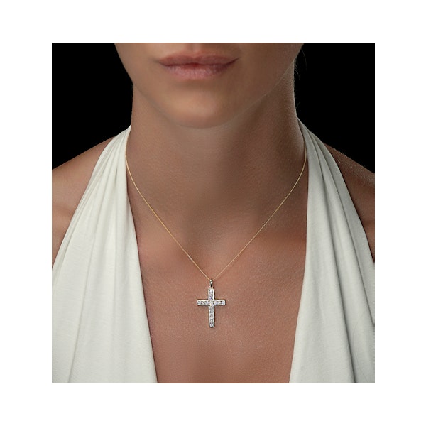 1ct Lab Diamond Cross Necklace Pendant H/Si Channel Set in 9K Gold - Image 2