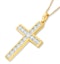 1ct Lab Diamond Cross Necklace Pendant H/Si Channel Set in 9K Gold - image 3
