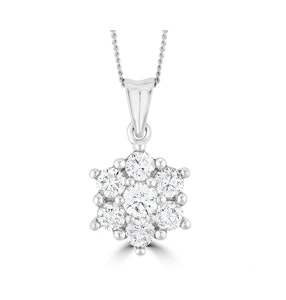 1ct Lab Diamond Cluster Necklace Pendant H/Si in 9K White Gold
