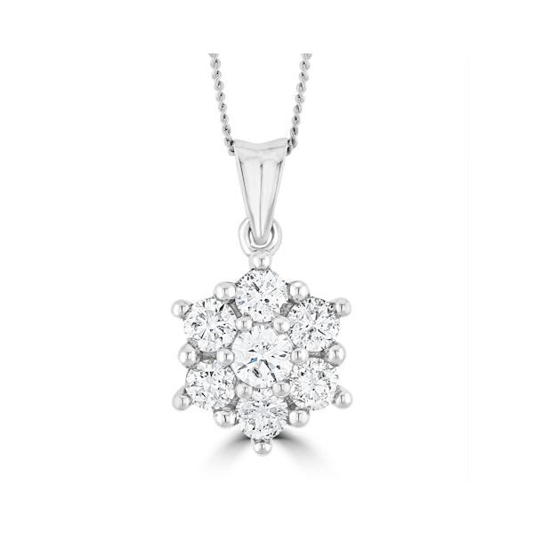 1ct Lab Diamond Cluster Necklace Pendant H/Si in 9K White Gold - Image 1