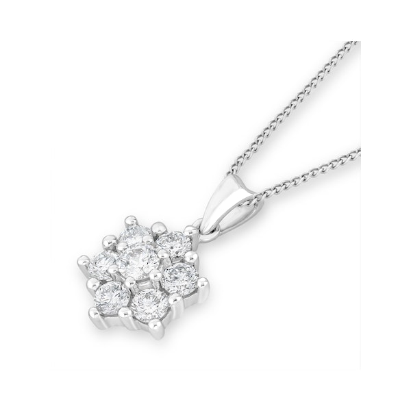 1ct Lab Diamond Cluster Necklace Pendant H/Si in 9K White Gold - Image 3