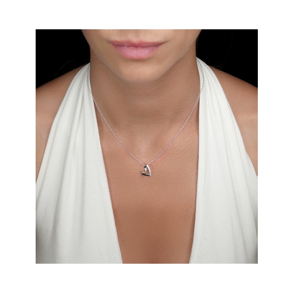 Heart Pendant Necklace 0.10ct Diamond 9K White Gold - Image 2