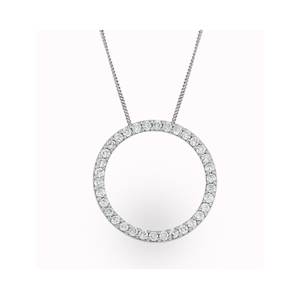 Lab Diamond Circle Necklace Pendant 1 Carat Set in 925 Silver - Image 1