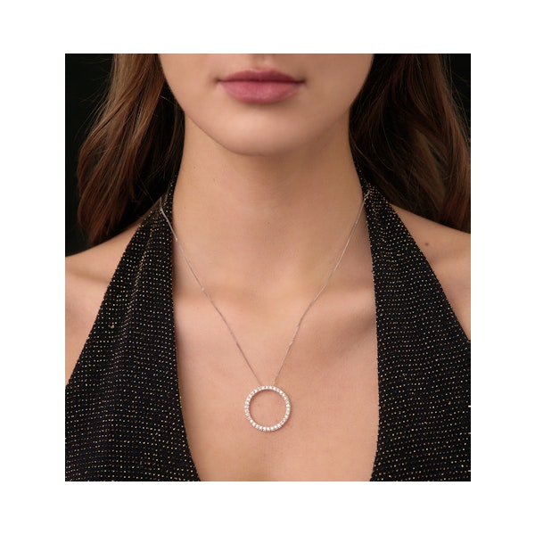 Circle Necklace Lab Diamond Pendant 0.10ct Set in 925 Silver - Image 2
