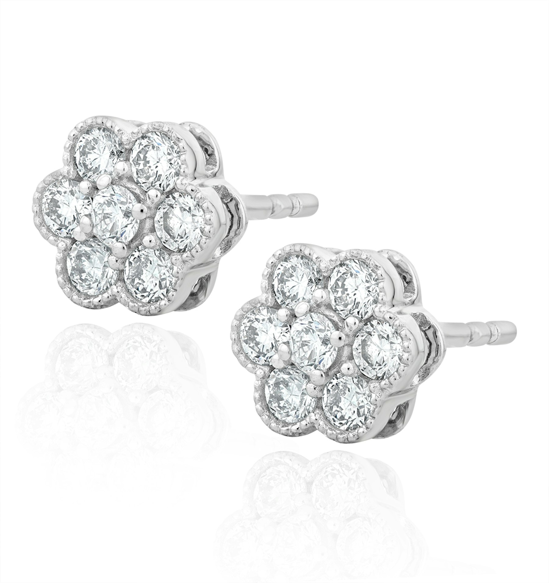 Lab Diamond Cluster Flower Earrings 0.50ct set in 9K White Gold
